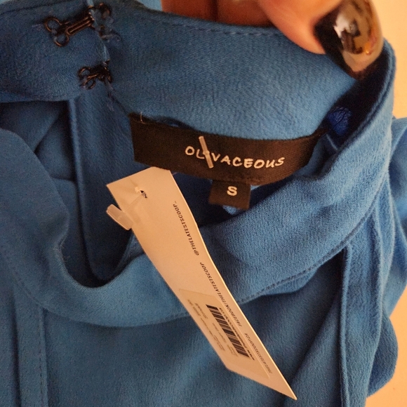 Olivaceous Egypt Blue Mini Sleeveless Swing Dress Halter High Neck New Sz Small - Picture 6 of 7